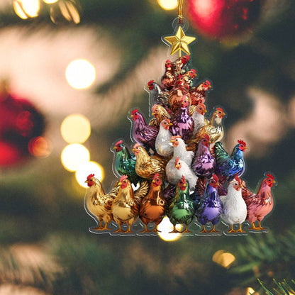 Shineful 2D Acrylic Ornament Amazing Colorful Chickens Christmas