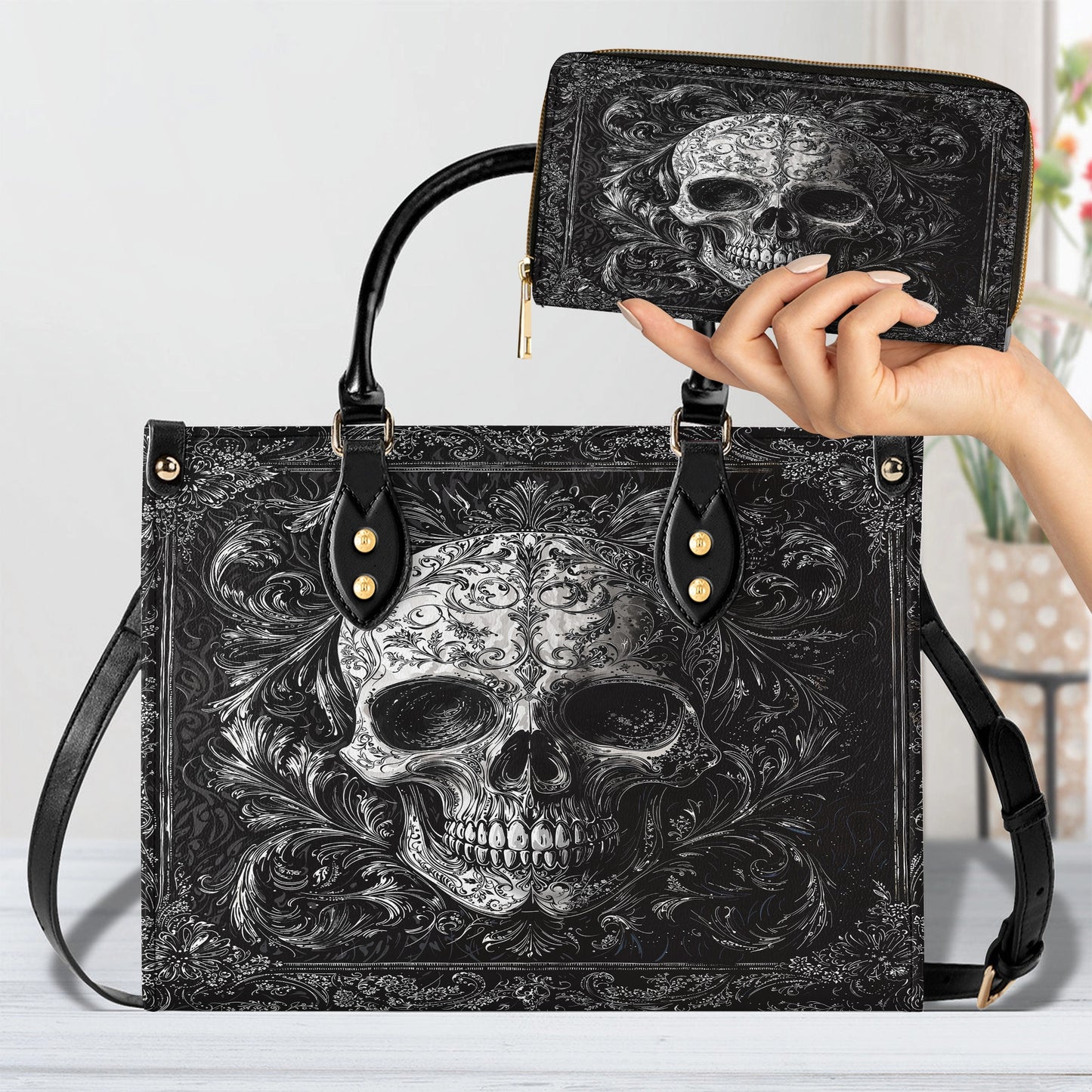 Shineful Leather Bag Mystic Shadows Skull