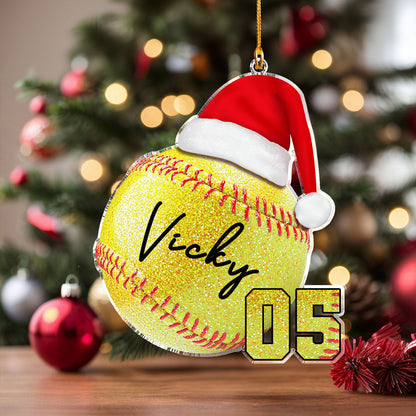 Shineful Personalized 2D Acrylic Ornament Glittering Softball