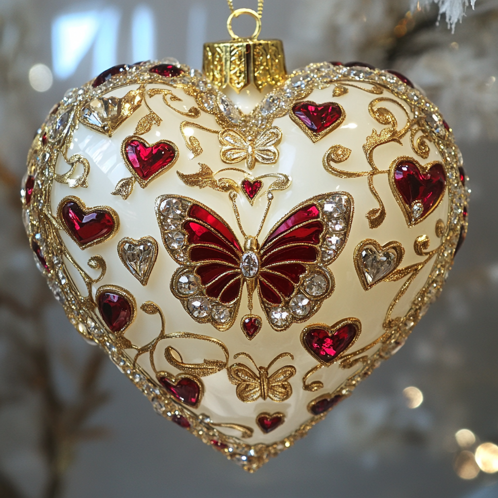 Shineful 2D Acrylic Ornament Beautiful Butterfly Heart