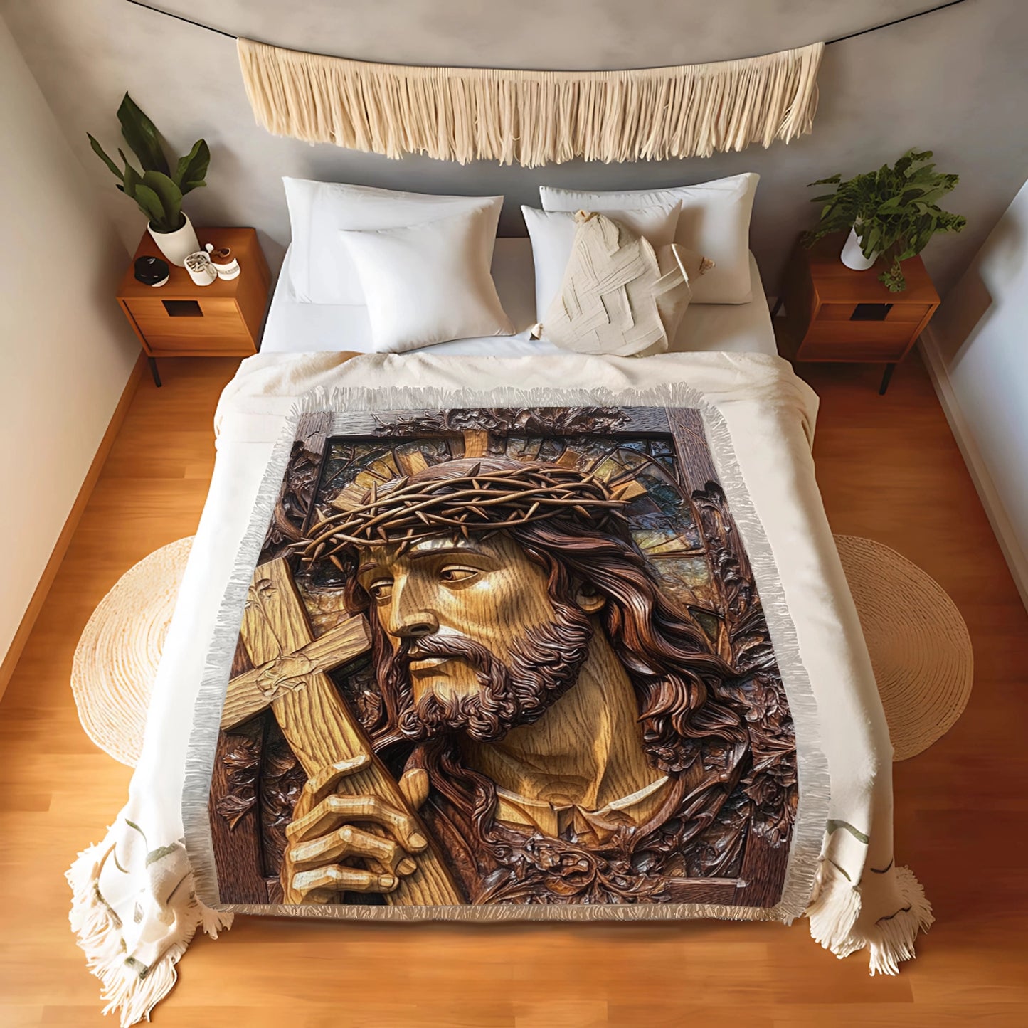 Shineful Woven Tapestry Throw Blanket Sacred Savior