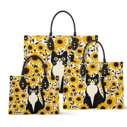 Shineful Leather Bag Cat In Sunflower Garden