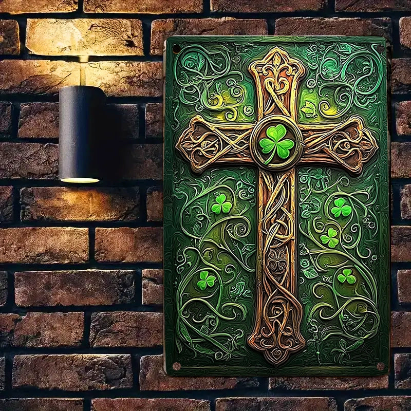 Shineful 2D Metal Sign Ancient Irish Knotwork Cross