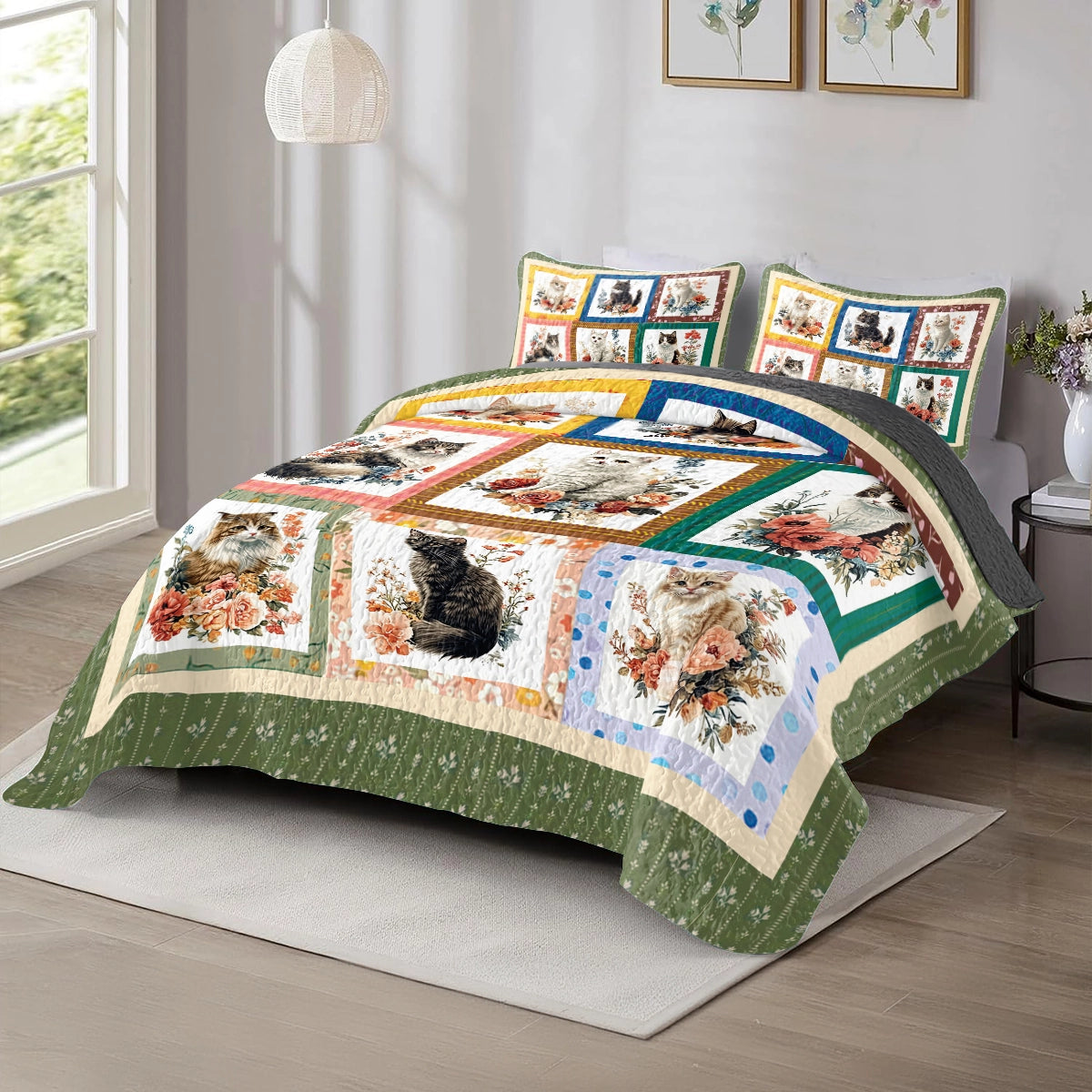 Shineful All Season Quilt 3-Piece Set - Purr-fectly Cozy Cat