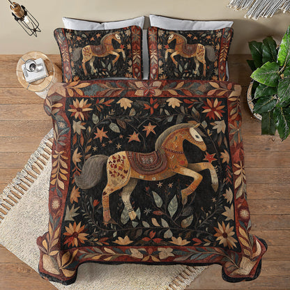 Shineful All Season Quilt 3-Piece Set Meadow Horse