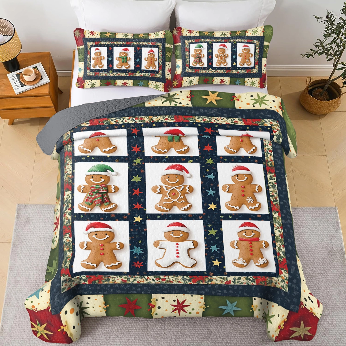 Shineful All Season Quilt 3-Piece Set Gingerbread Frost