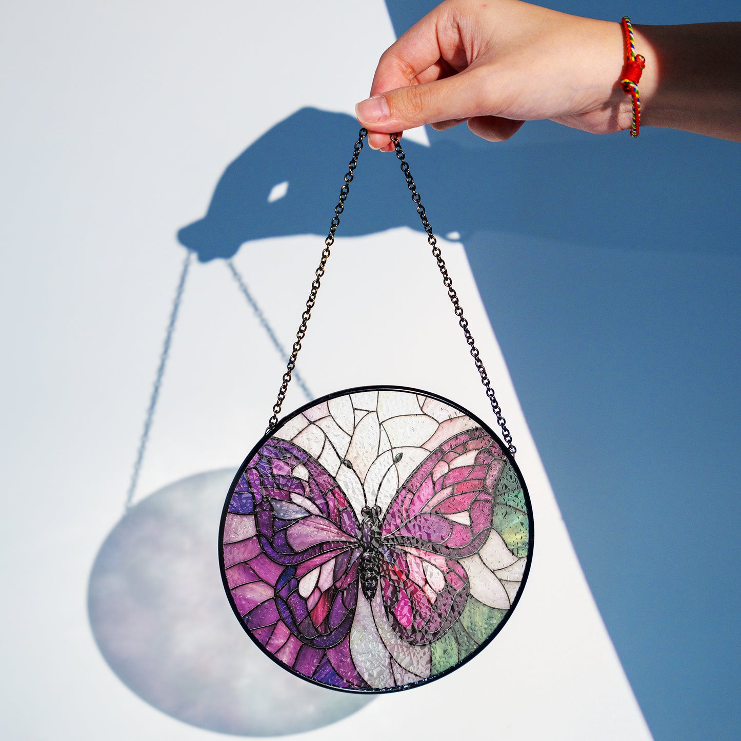 Shineful Stained Glass Suncatcher Elegent Purple Butterfly