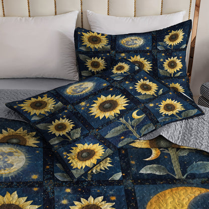 Shineful All Season Quilt 3-Piece Set Celestial Sunflower