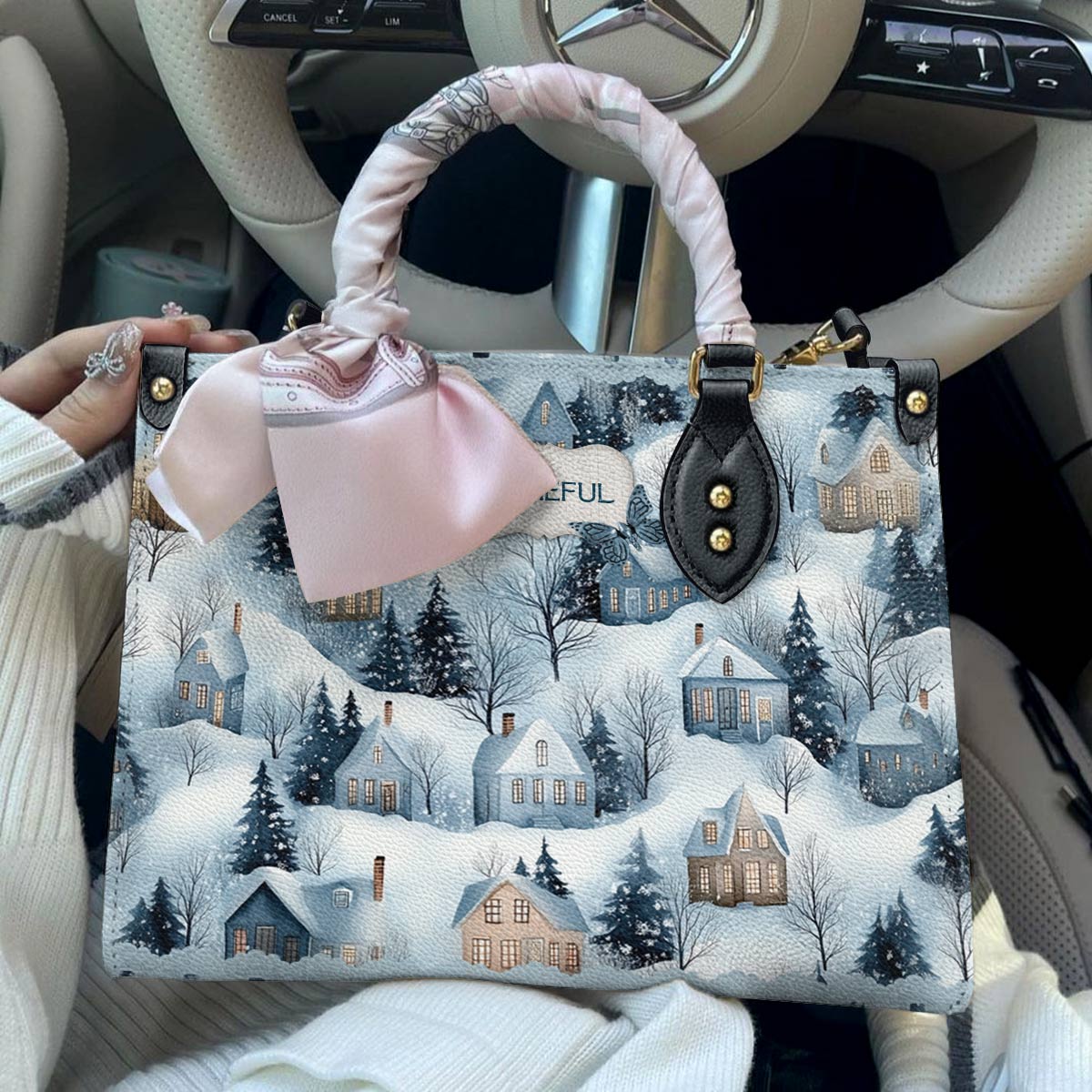 Shineful Leather Bag Snow Village