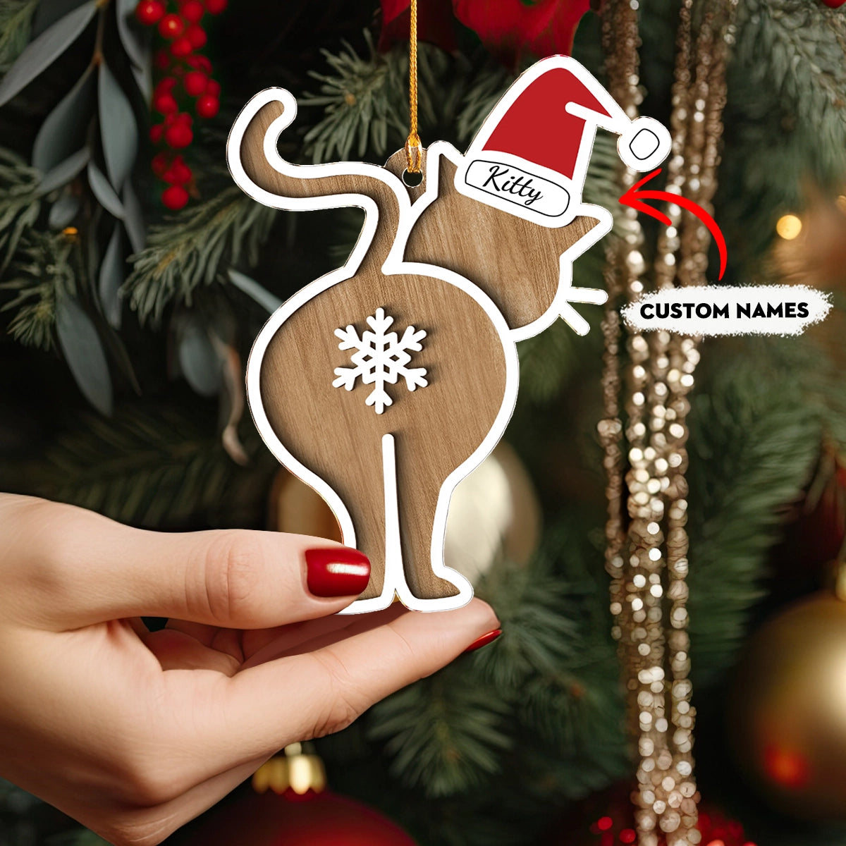 Shineful 2D Acrylic Ornament Personalized Cat Festive Feline Fun