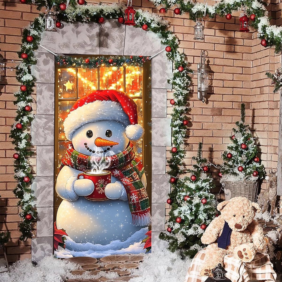 Shineful Door Cover - Warm Welcome Christmas Snowman