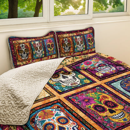 Shineful All Season Quilt 3-Piece Set Sugar Skull Fiesta