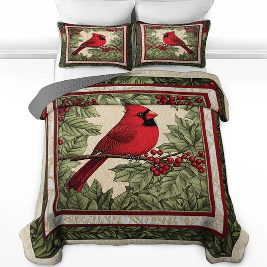 Shineful All Season Quilt 3-Piece Set - Cardinal Winter's Red Beauty