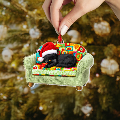 Shineful 2D Acrylic Ornament Christmas Wool Black Cat Collection