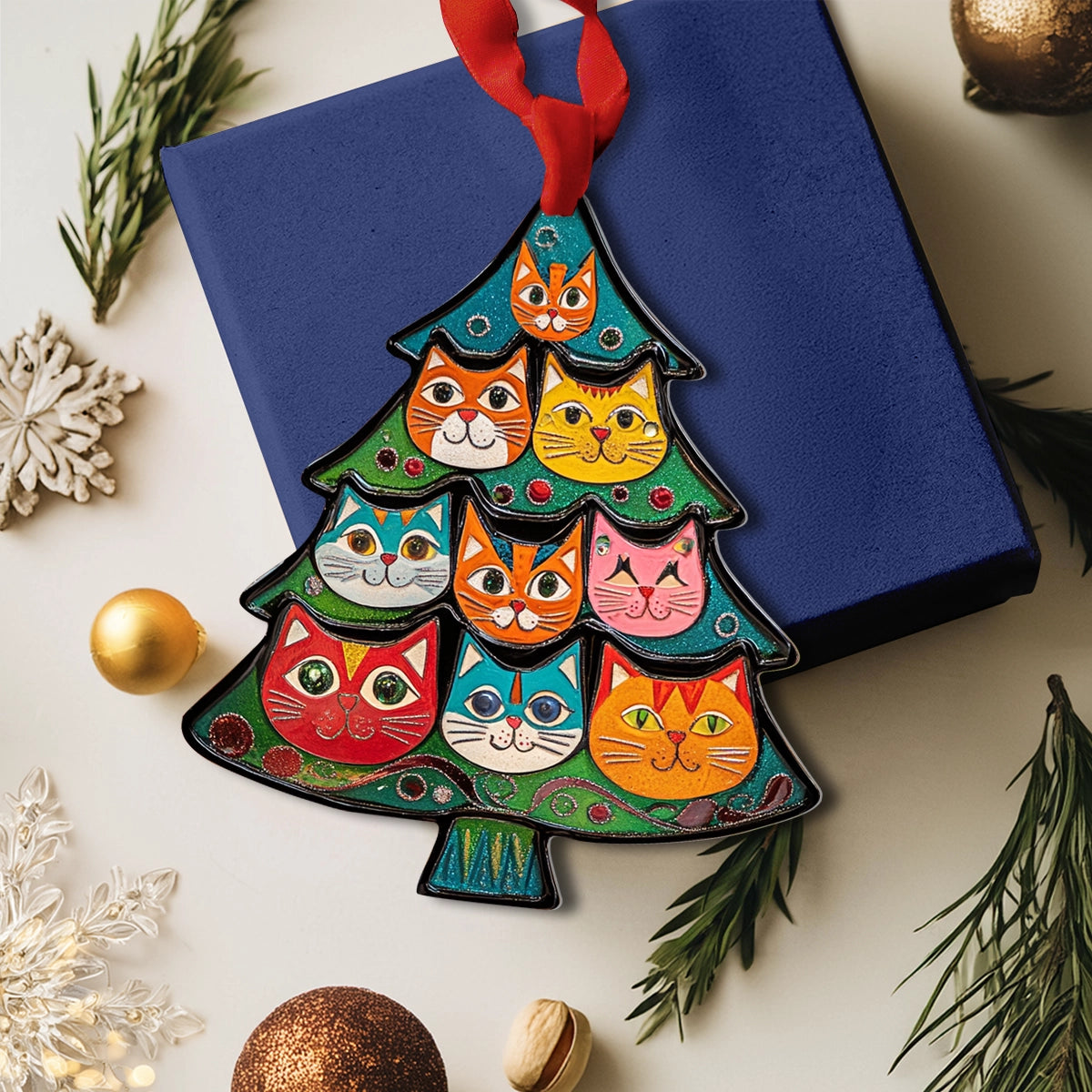 Shineful 2D Acrylic Ornament Purrfectly Festive Cat Tree