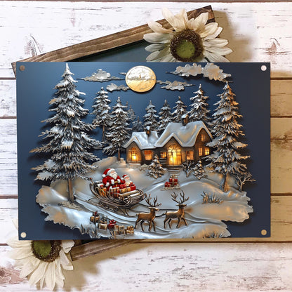 Shineful 2D Metal Sign Moonlit Christmas Sleigh Ride