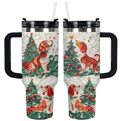 Shineful Glossy Tumbler Dachshund & Claws Christmas