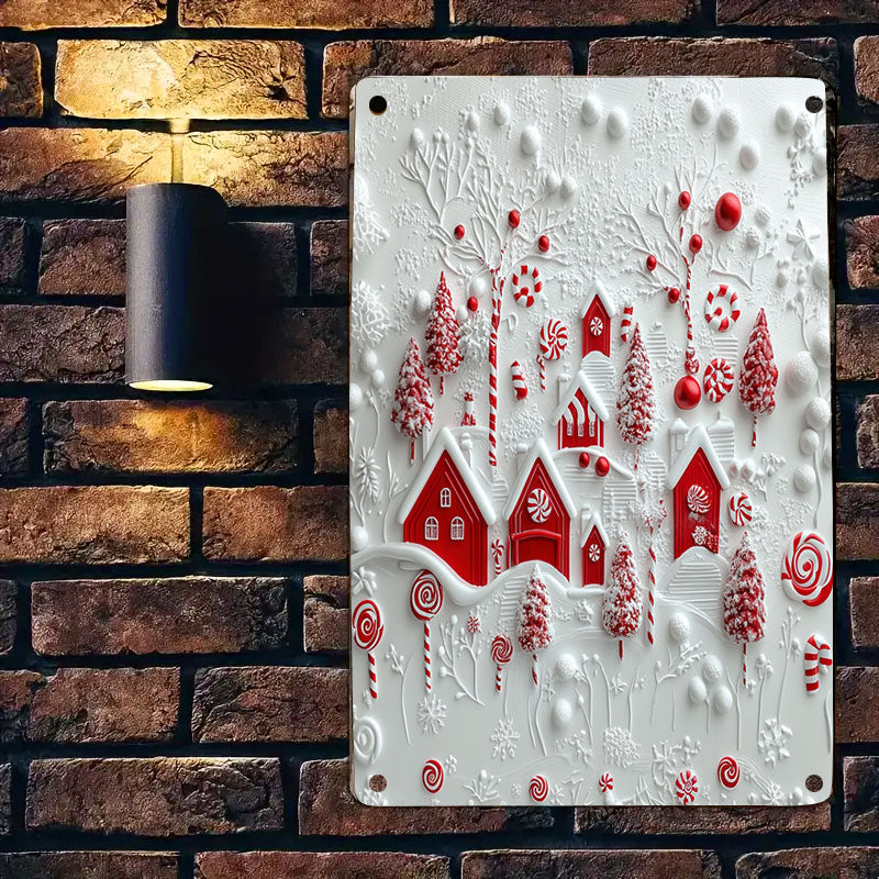 Shineful 2D Flat Print Metal Sign Pretty Christmas Village