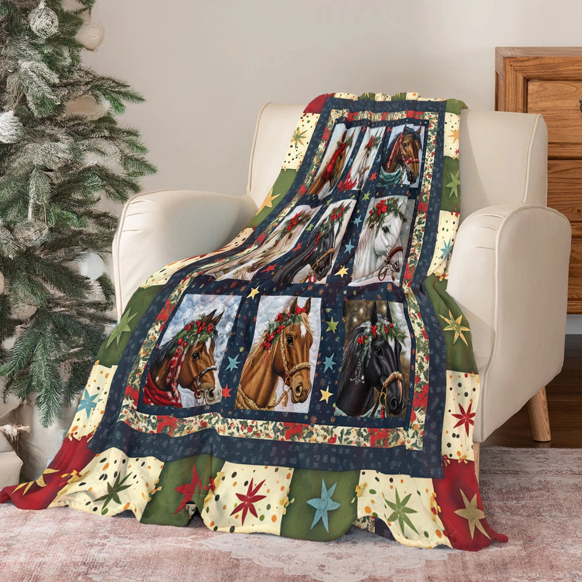 Shineful Fleece Blanket  Starlit Horse Holiday