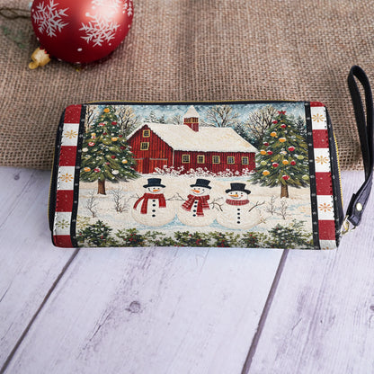 Shineful Leather Clutch Purse With Wristlet Strap Handle Country Christmas Charm