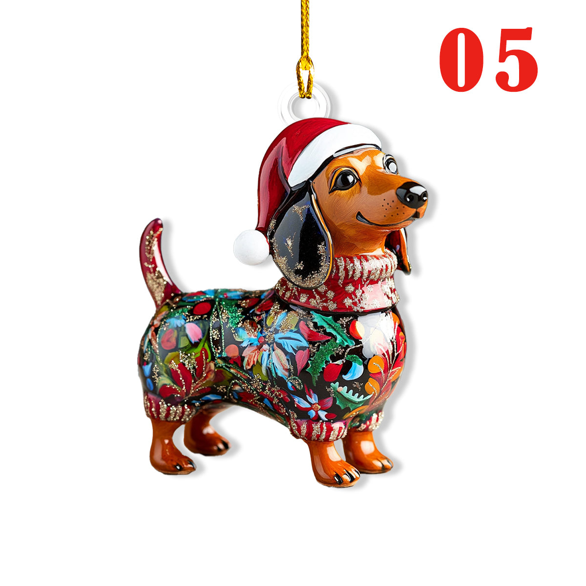 Shineful 2D Acrylic Ornament - Festive Dachshund Colllection