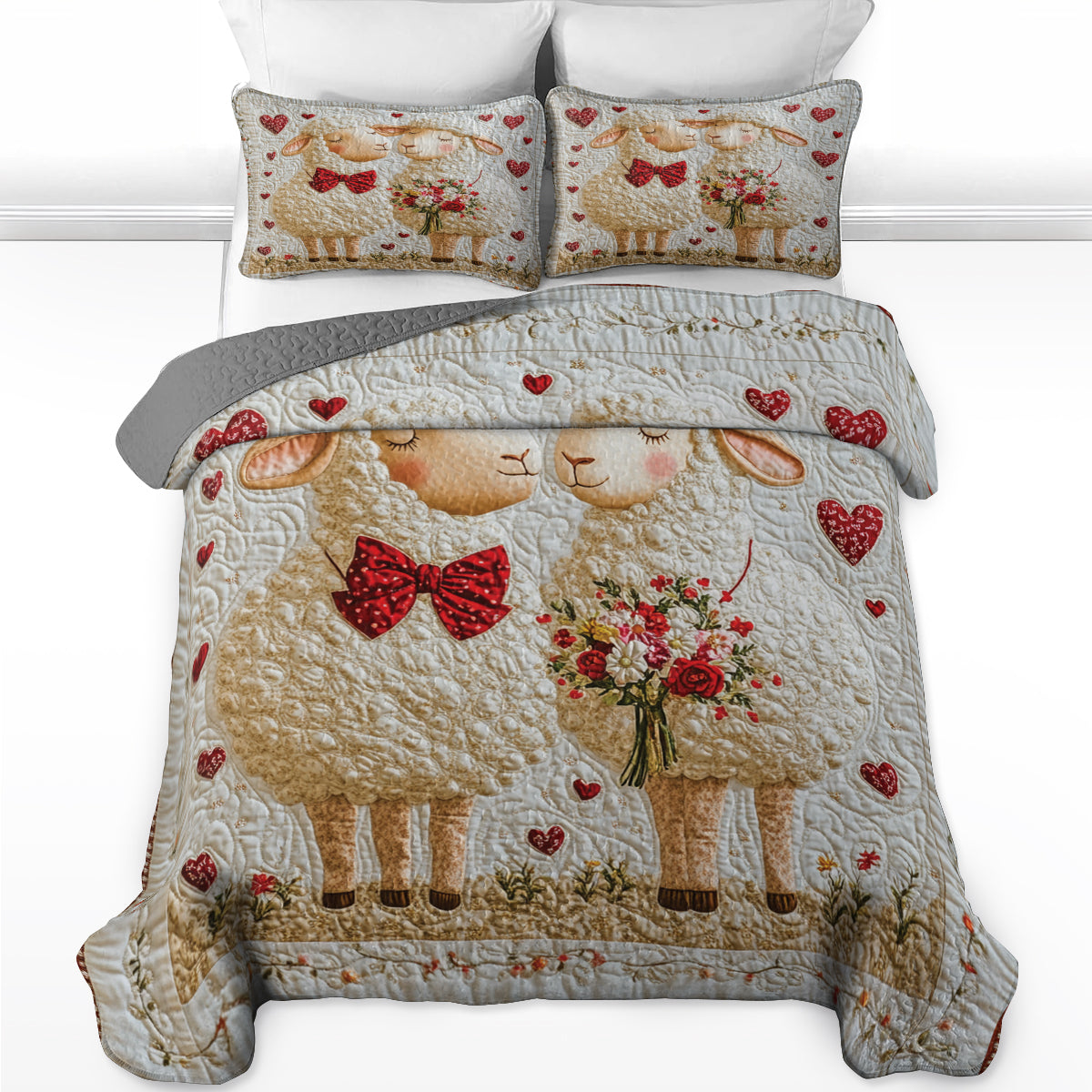 Shineful Flat Print All Season Quilt 3-Piece Set - Loving Sheep