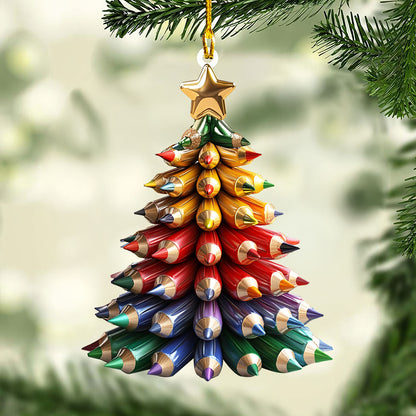 Shineful 2D Acrylic Ornament - Holiday Pencil Tree