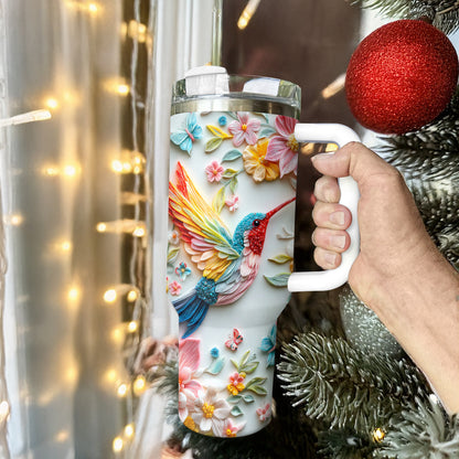 Shineful Glossy Tumbler Gorgeous Floral Hummingbird