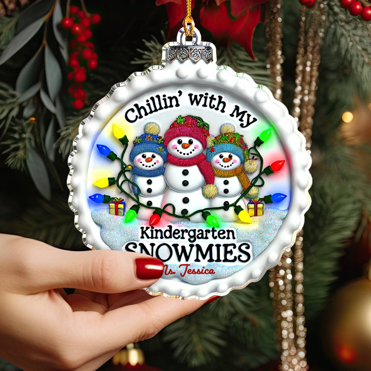 Shineful Acrylic Ornament Personalized Chill'in With My Kindergarten Snowmies