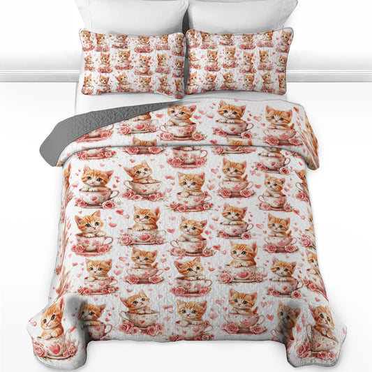 Shineful All Season Quilt 3-Piece Set - Cup of Love Valentine