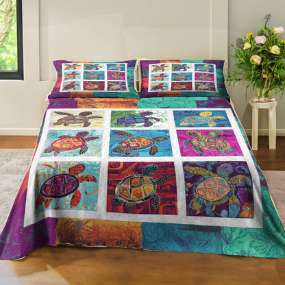 Ensemble de draps de lit Shineful 4 pièces Magnifique tortue de mer mandala