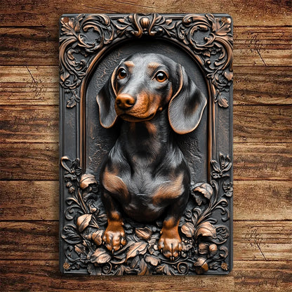 Shineful 2D Metal Sign Vintage Floral Dachshund