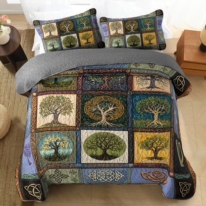 Shineful All Season Quilt 3-Piece Set Celtic Ancient Tree of Life