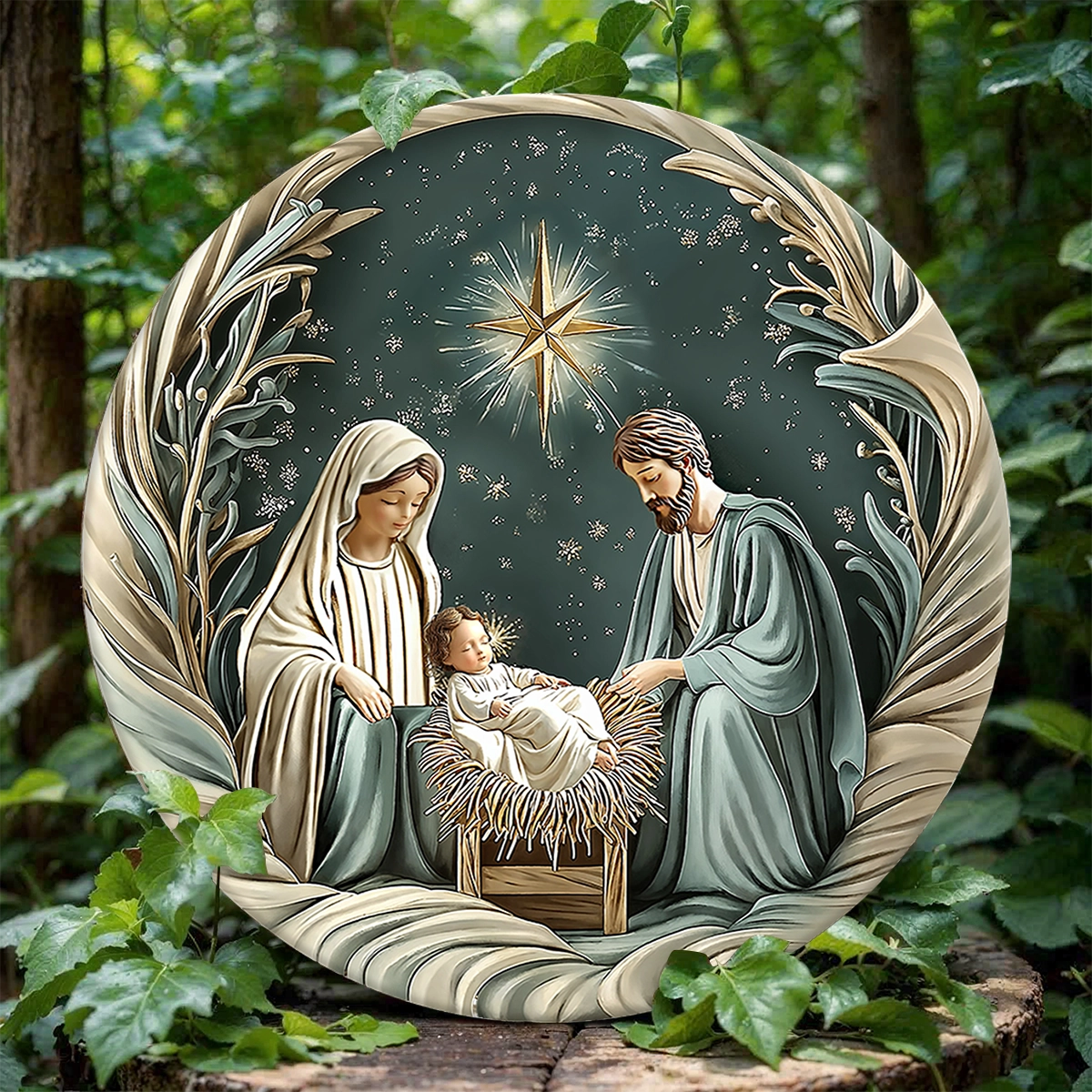 Shineful 2D Wooden Plaque, Hanging Decor, Door Sign - Divine Silent Night Nativity