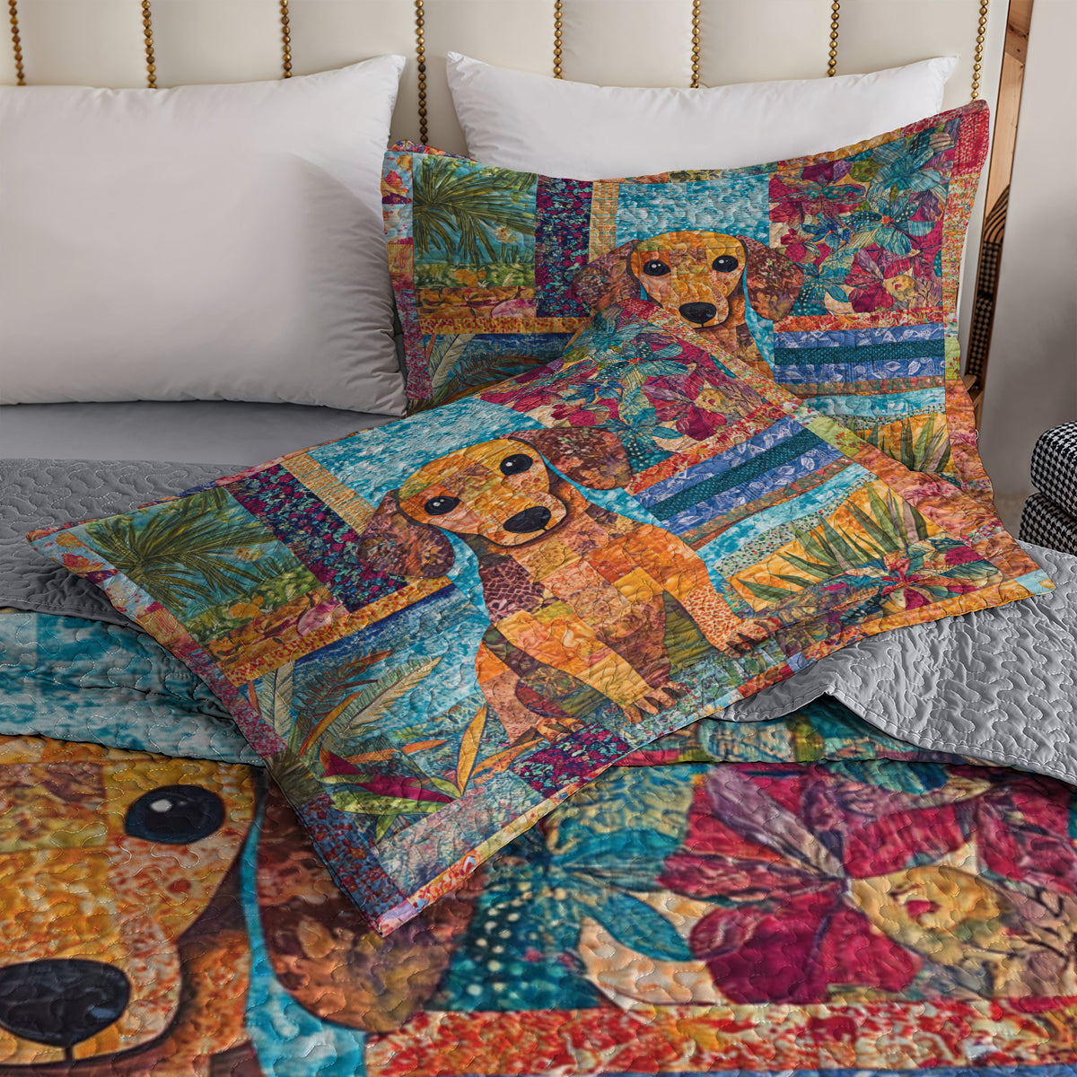 Shineful All Season Quilt 3-Piece Set Dachshund Delight Patchwork