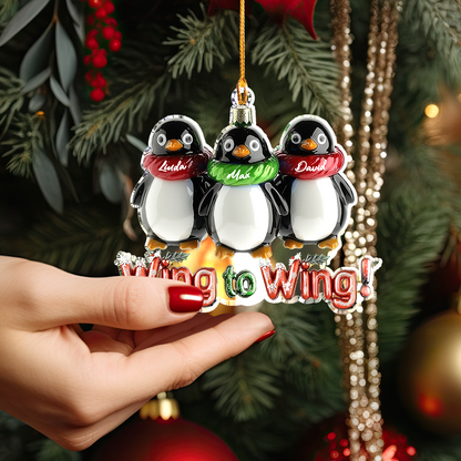 Shineful Personalized 2D Acrylic Ornament Festive Penguigns Family Of 3