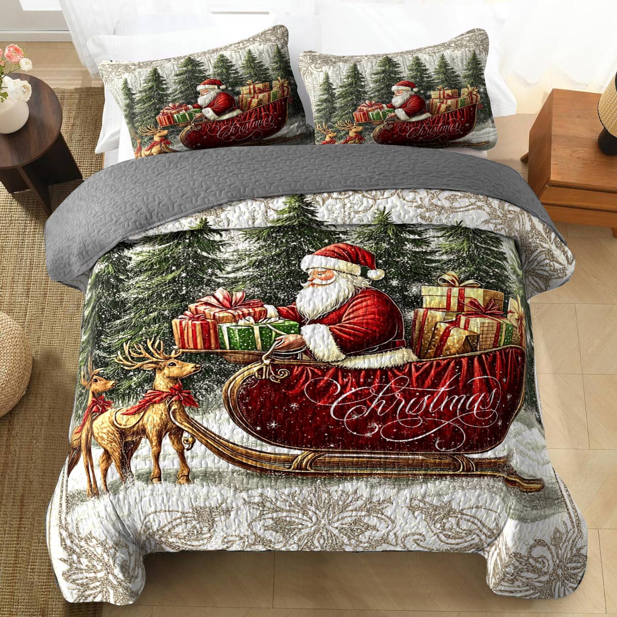 Shineful All Season Quilt 3-Piece Set Merry X-mas