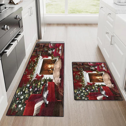 Shineful Ultra-Thin Non Skid Floor Mat, Kitchen Rugs Holiday Cozy Living Pet