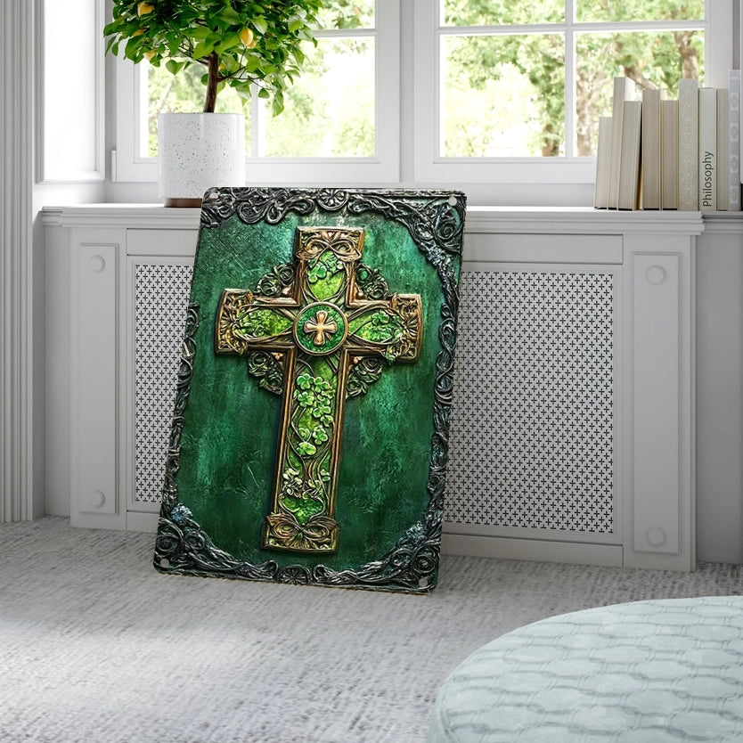 Shineful 2D Metal Sign Sacred Clover Celtic Cross