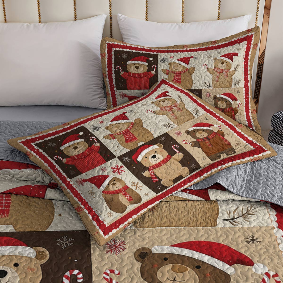 Shineful All Season Quilt 3-Piece Set - Cozy Christmas Bear