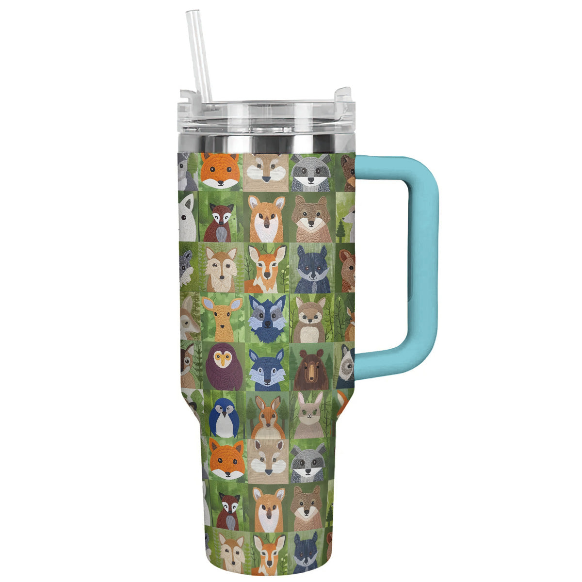 Fabric Animal 40 Oz Shineful™ Tumbler Pattern Nl09 Sky Blue 40Oz