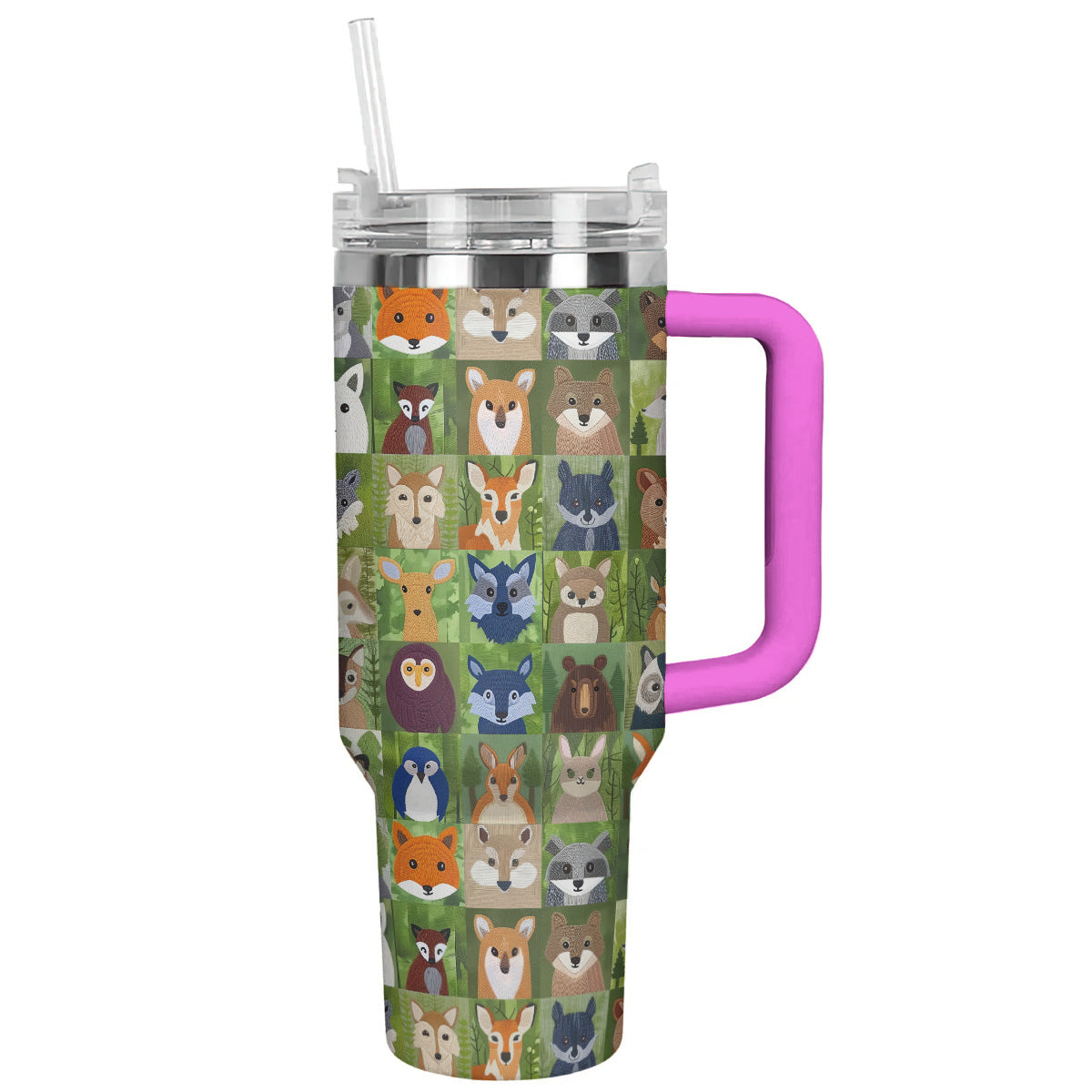 Fabric Animal 40 Oz Shineful™ Tumbler Pattern Nl09 Hot Pink 40Oz