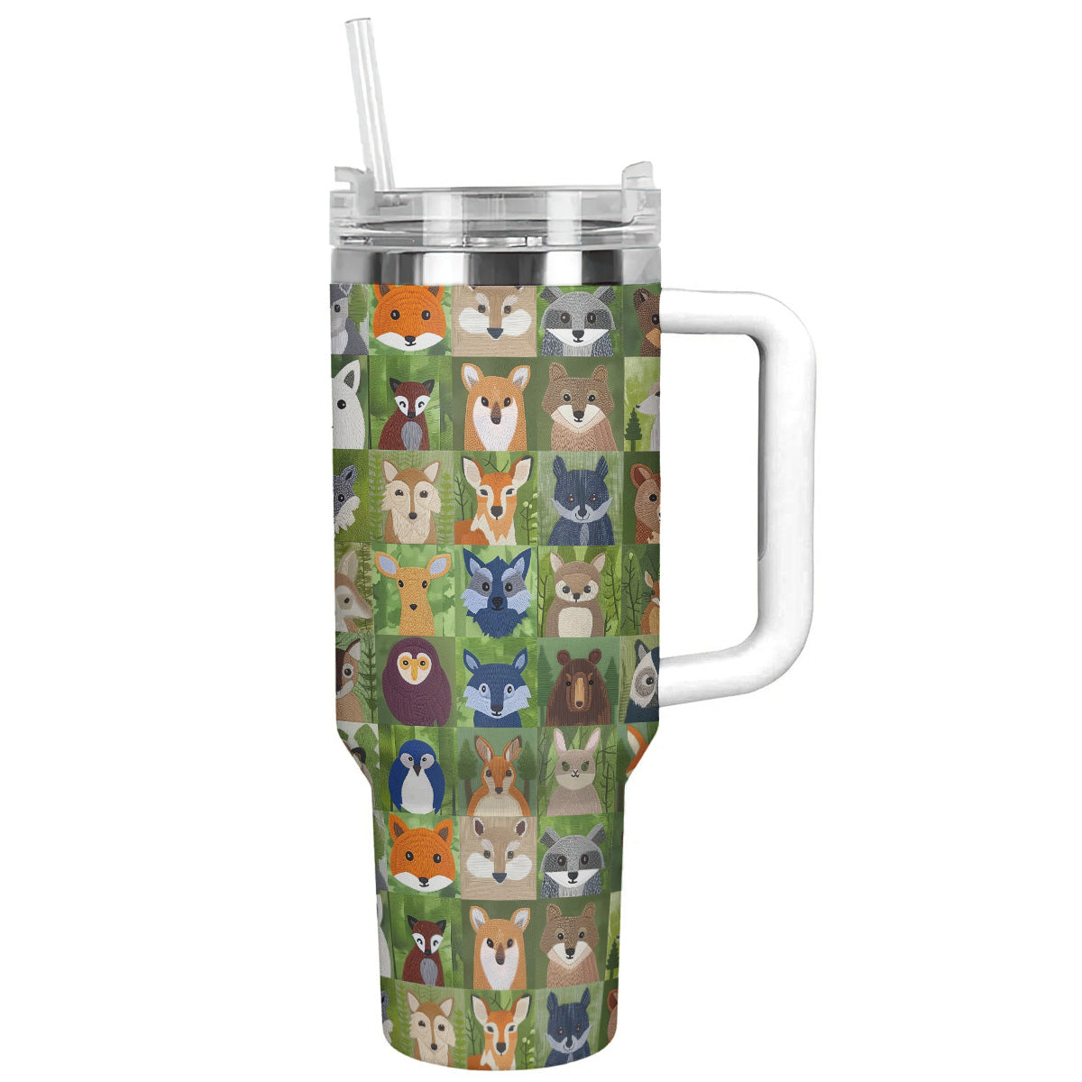 Fabric Animal 40 Oz Shineful™ Tumbler Pattern Nl09 White 40Oz