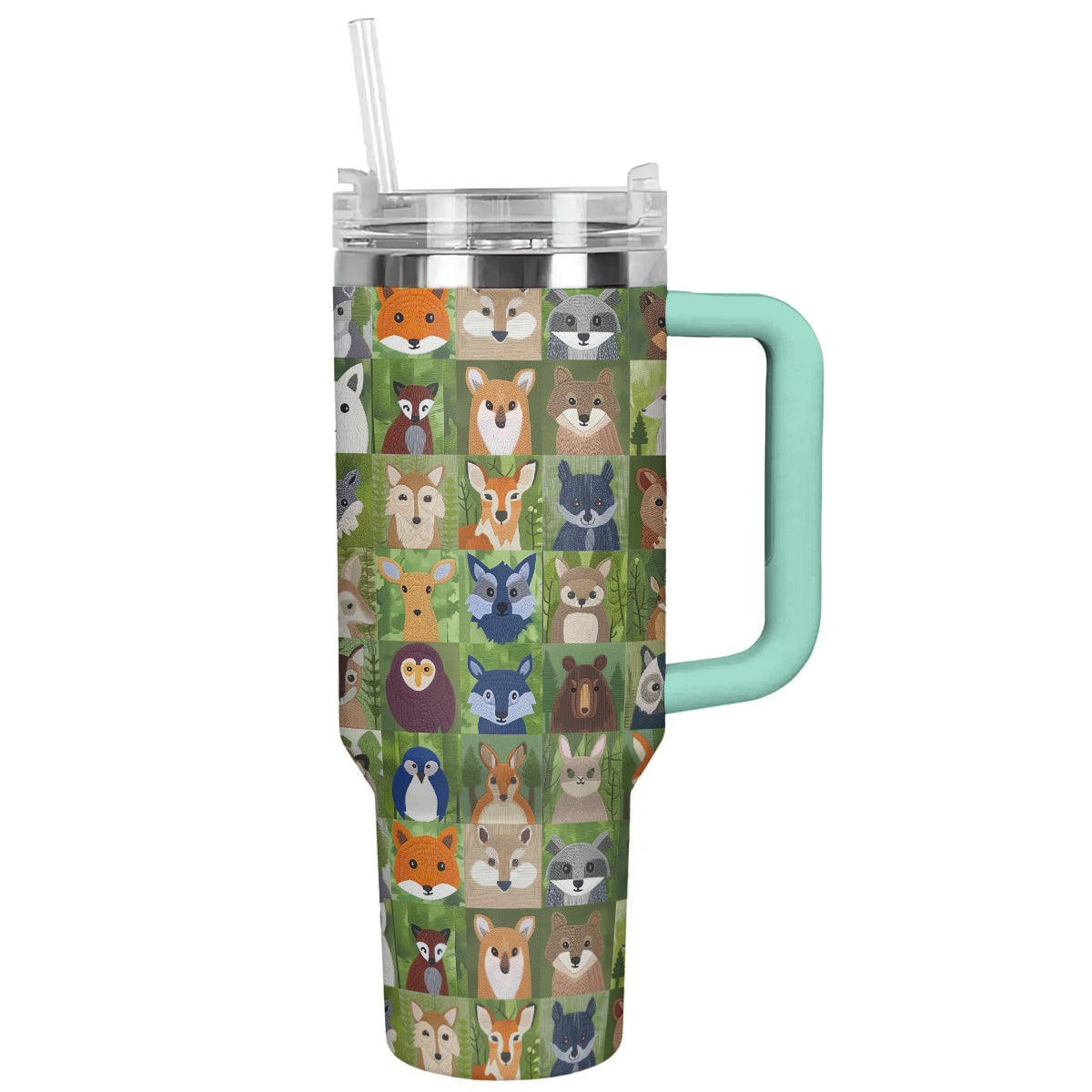 Fabric Animal 40 Oz Shineful™ Tumbler Pattern Nl09 Turquoise Blue 40Oz