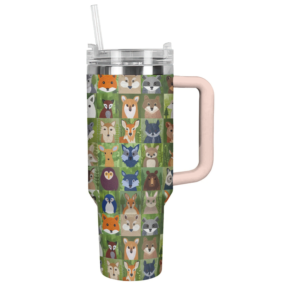 Fabric Animal 40 Oz Shineful™ Tumbler Pattern Nl09 Pink 40Oz