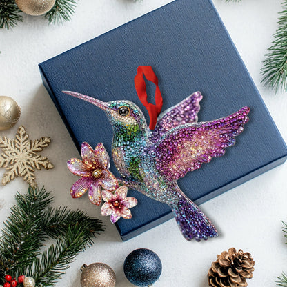 Shineful 2D Acrylic Ornament Twilight Bloom Hummingbird