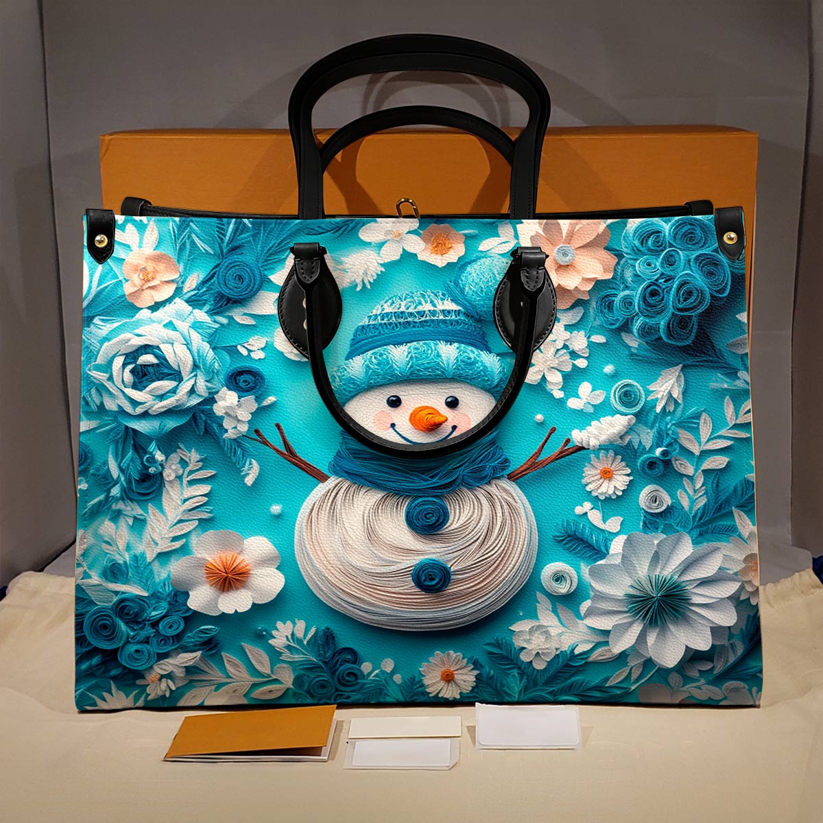 Shineful Leather Bag Floral Snowman