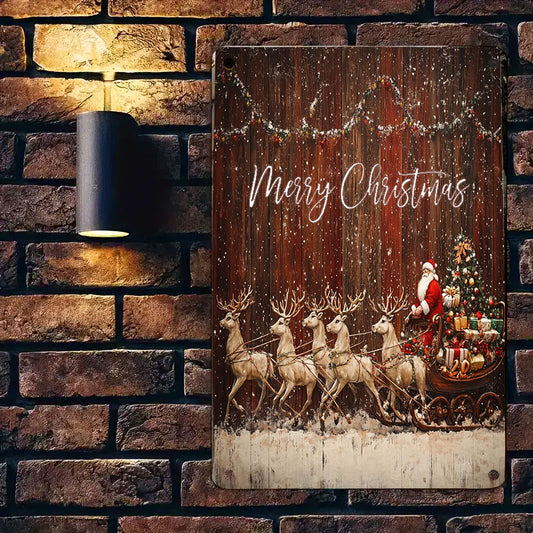 Shineful 2D Flat Print Metal Sign Happy Christmas