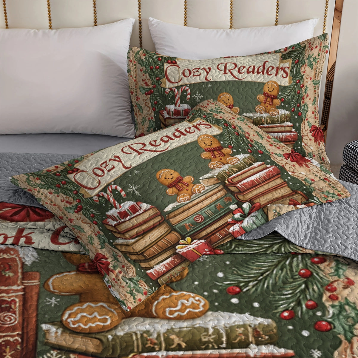 Shineful All Season Quilt 3-Piece Set Holly Jolly Book Club