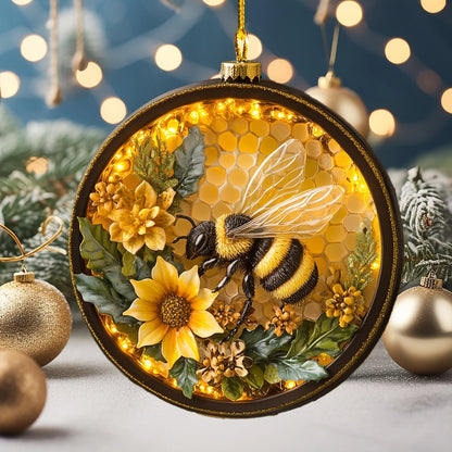 Shineful 2D Acrylic Ornament Golden Golden Bloom Bee